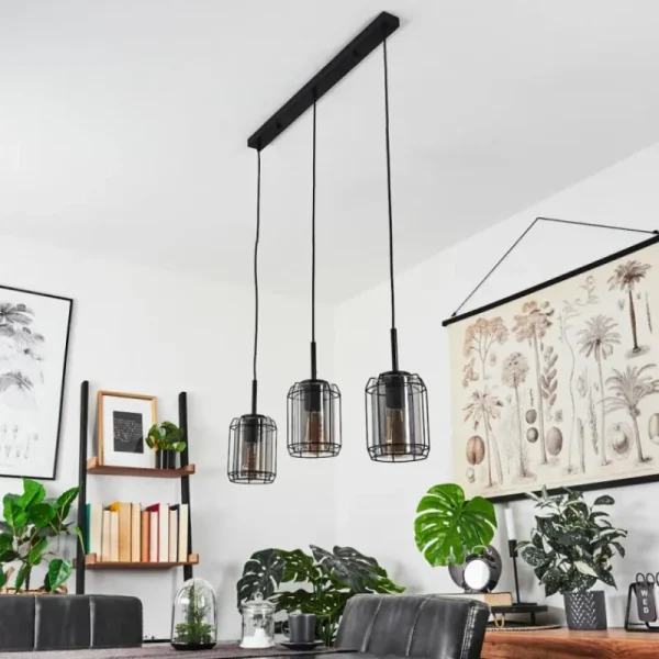 hofstein Suspension Thusis Noir, 3 lumières* Lampes Modernes