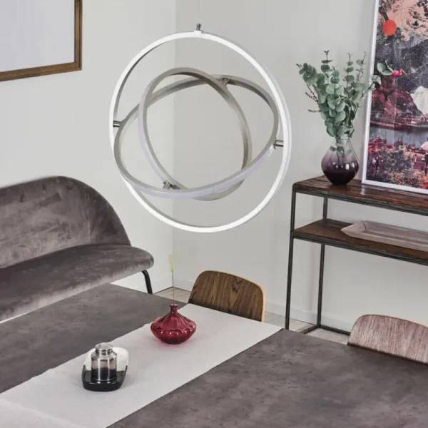 hofstein Suspension Toga LED Nickel mat, 3 lumières* Lampes Modernes