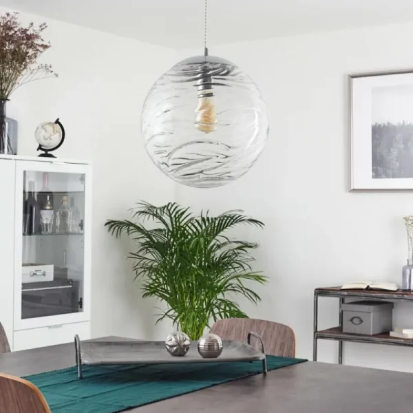 hofstein Suspension Tomboul Chrome, 1 lumière* Lampes En Verre