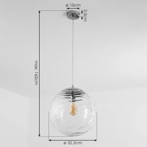 hofstein Suspension Tomboul Chrome, 1 lumière* Lampes En Verre