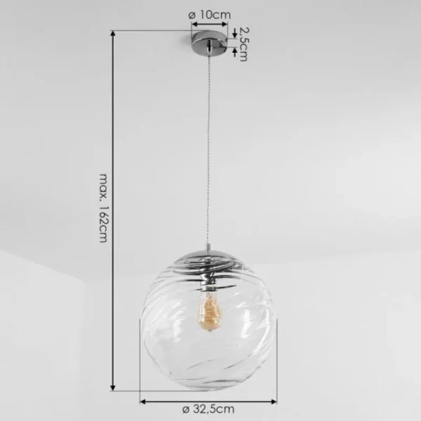 hofstein Suspension Tomboul Chrome, 1 lumière* Lampes En Verre