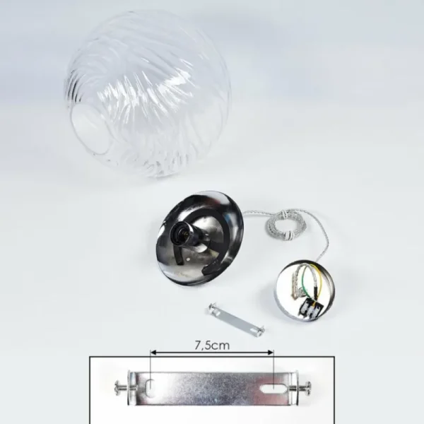 hofstein Suspension Tomboul Chrome, 1 lumière* Lampes En Verre