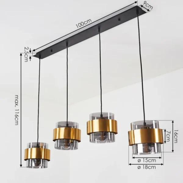 hofstein Suspension Traak Noir, 4 lumières* Lampes Modernes