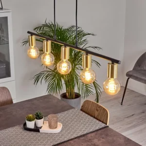 hofstein Suspension Tulla Laiton, Noir, 5 lumières* Lampes Modernes
