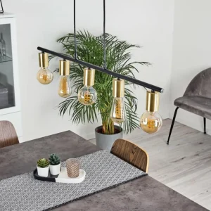 hofstein Suspension Tulla Laiton, Noir, 5 lumières* Lampes Modernes