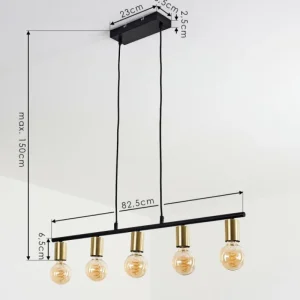 hofstein Suspension Tulla Laiton, Noir, 5 lumières* Lampes Modernes