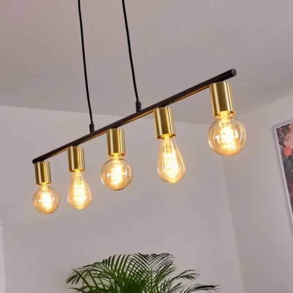 hofstein Suspension Tulla Laiton, Noir, 5 lumières* Lampes Modernes