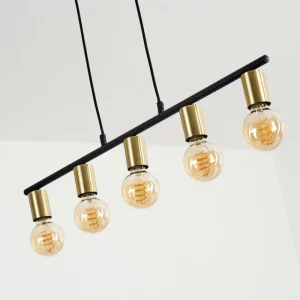 hofstein Suspension Tulla Laiton, Noir, 5 lumières* Lampes Modernes