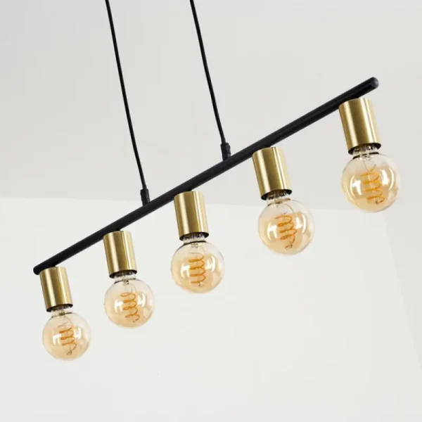hofstein Suspension Tulla Laiton, Noir, 5 lumières* Lampes Modernes