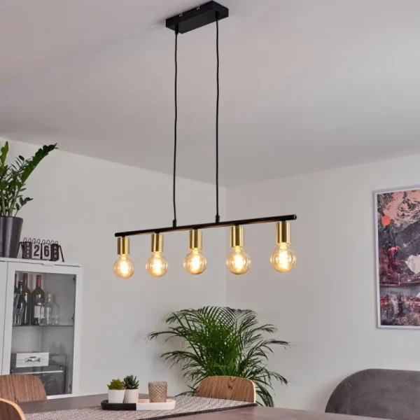 hofstein Suspension Tulla Laiton, Noir, 5 lumières* Lampes Modernes