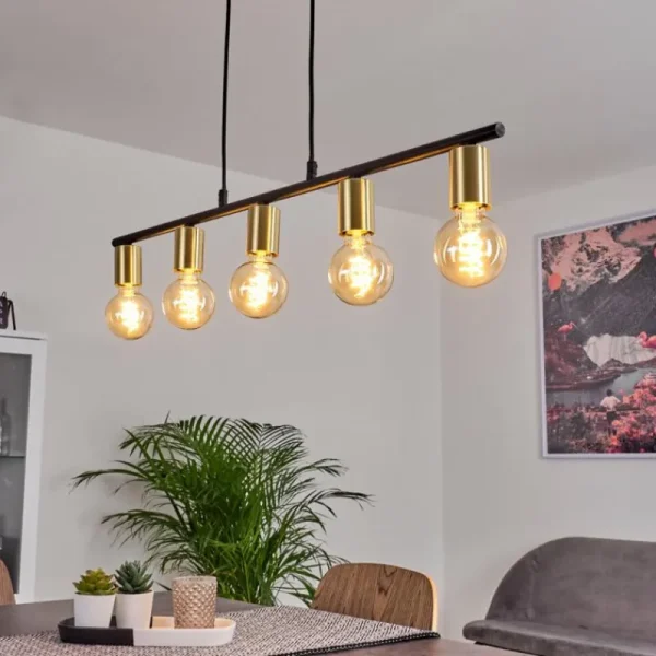 hofstein Suspension Tulla Laiton, Noir, 5 lumières* Lampes Modernes
