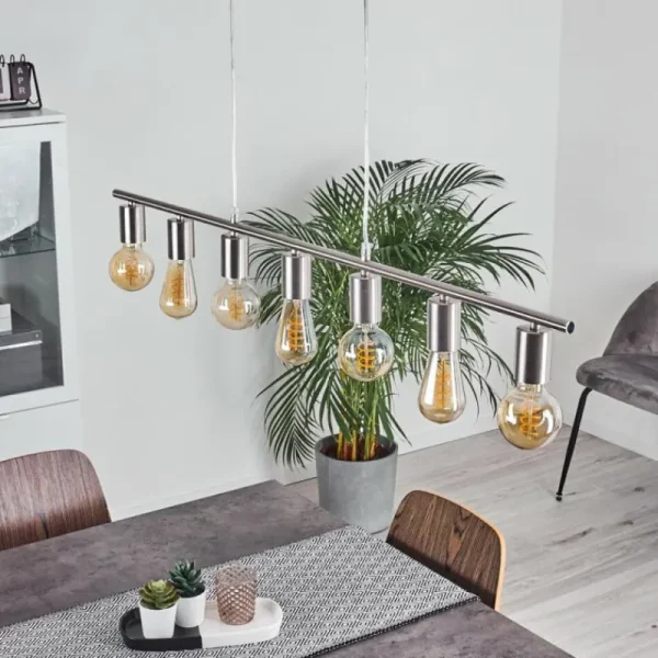 hofstein Suspension Tulla Nickel mat, 7 lumières* Lampes Modernes