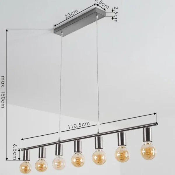 hofstein Suspension Tulla Nickel mat, 7 lumières* Lampes Modernes