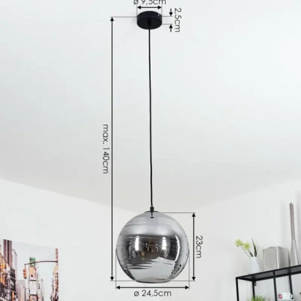 hofstein Suspension Veikkaala Noir, 1 lumière* Lampes Modernes