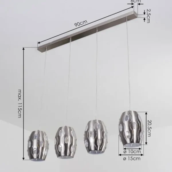 hofstein Suspension Ventimiglia Nickel mat, 4 lumières* Lampes Modernes
