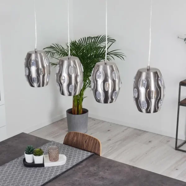 hofstein Suspension Ventimiglia Nickel mat, 4 lumières* Lampes Modernes