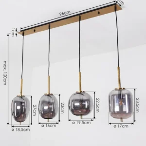 hofstein Suspension Verbania Laiton, 4 lumières* Lampes Modernes