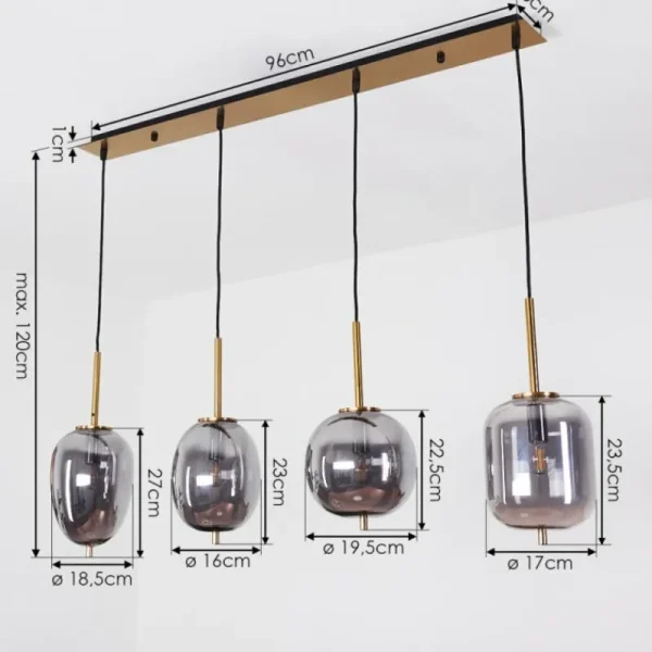 hofstein Suspension Verbania Laiton, 4 lumières* Lampes Modernes