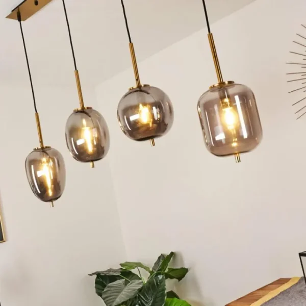 hofstein Suspension Verbania Laiton, 4 lumières* Lampes Modernes