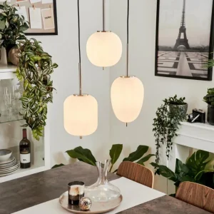 hofstein Suspension Verbania Nickel mat, 3 lumières* Lampes En Verre
