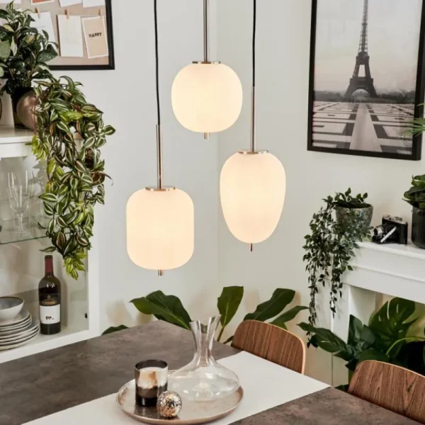 hofstein Suspension Verbania Nickel mat, 3 lumières* Lampes En Verre