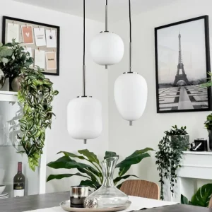 hofstein Suspension Verbania Nickel mat, 3 lumières* Lampes En Verre