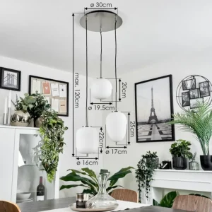 hofstein Suspension Verbania Nickel mat, 3 lumières* Lampes En Verre