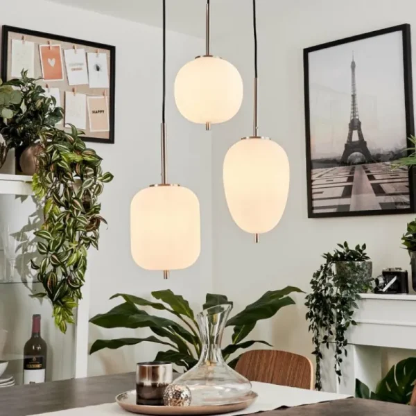 hofstein Suspension Verbania Nickel mat, 3 lumières* Lampes En Verre