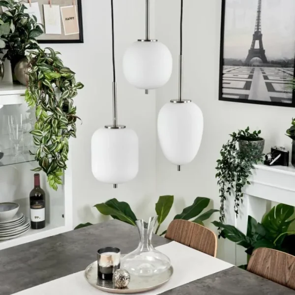 hofstein Suspension Verbania Nickel mat, 3 lumières* Lampes En Verre