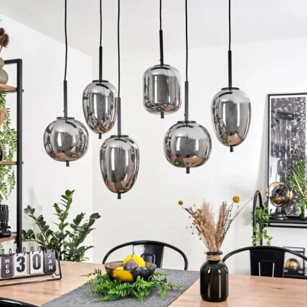 hofstein Suspension Verbania Noir, 6 lumières* Lampes Modernes