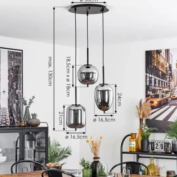 hofstein Suspension Verbania Noir, 3 lumières* Lampes Modernes
