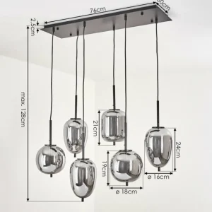 hofstein Suspension Verbania Noir, 6 lumières* Lampes Modernes