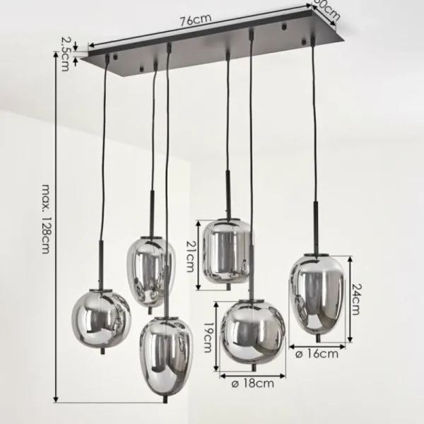 hofstein Suspension Verbania Noir, 6 lumières* Lampes Modernes
