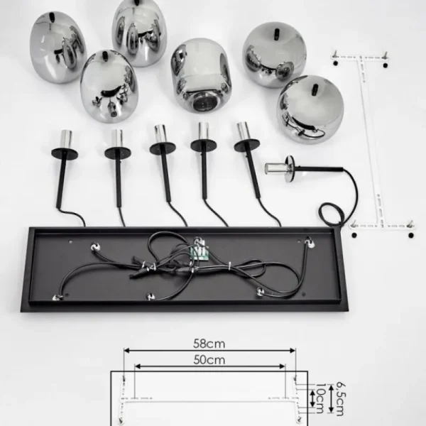 hofstein Suspension Verbania Noir, 6 lumières* Lampes Modernes