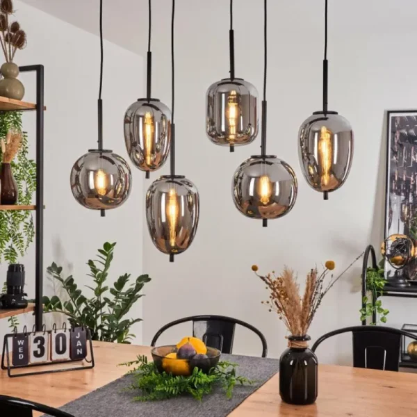 hofstein Suspension Verbania Noir, 6 lumières* Lampes Modernes