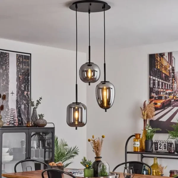 hofstein Suspension Verbania Noir, 3 lumières* Lampes Modernes