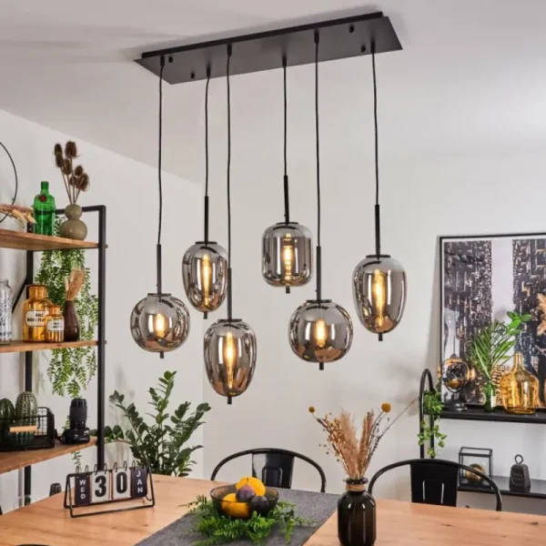 hofstein Suspension Verbania Noir, 6 lumières* Lampes Modernes