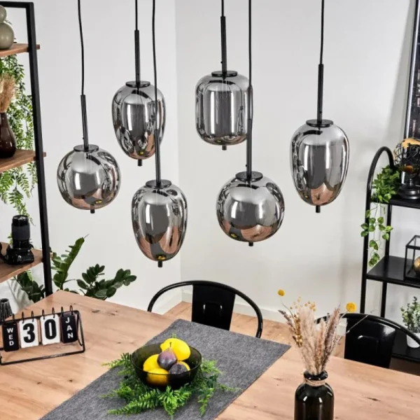hofstein Suspension Verbania Noir, 6 lumières* Lampes Modernes
