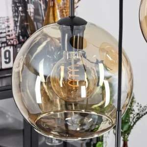 hofstein Suspension Verre 20 cm, 25 cm, 30cm Koyoto Ambre, 3 lumières* Lampes En Verre