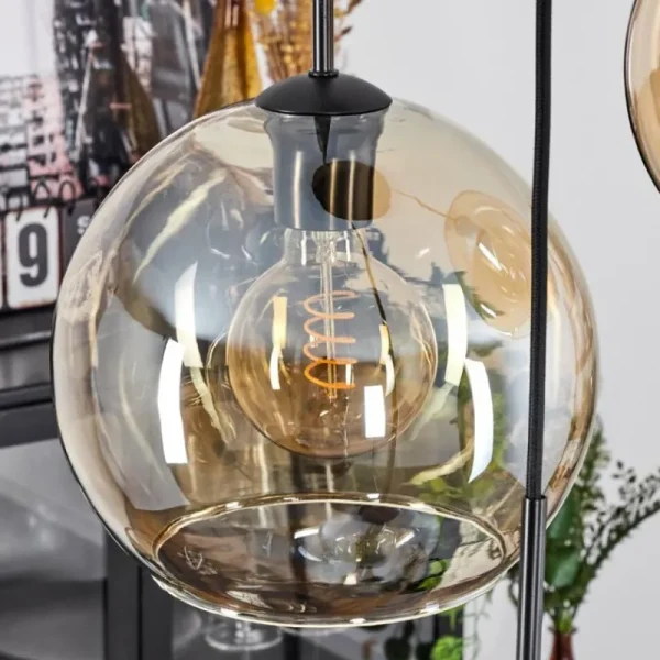 hofstein Suspension Verre 20 cm, 25 cm, 30cm Koyoto Ambre, 3 lumières* Lampes En Verre