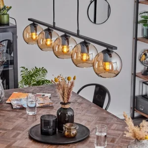 hofstein Suspension Verre 15 cm Koyoto Ambre, 5 lumières* Lampes En Verre