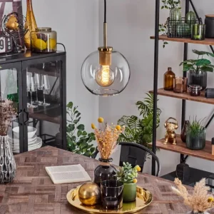 hofstein Suspension Verre 20 cm Koyoto Or, Noir, 1 lumière* Lampes En Verre