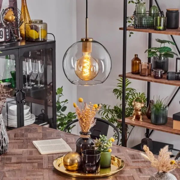 hofstein Suspension Verre 25 cm Koyoto Or, Noir, 1 lumière* Lampes En Verre