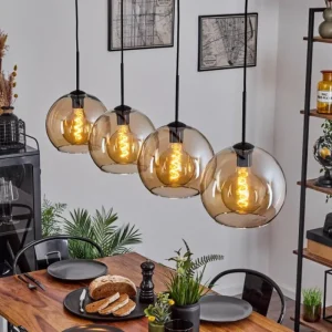 hofstein Suspension Verre 25 cm Koyoto Ambre, 4 lumières* Lampes En Verre