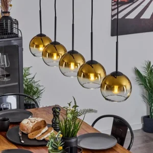 hofstein Suspension Verre 15 cm Koyoto Or, Clair, 5 lumières* Lampes En Verre