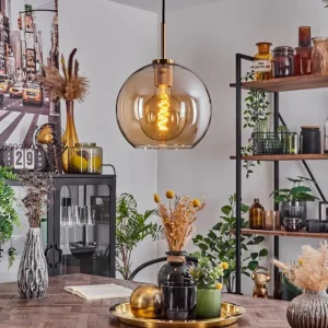 hofstein Suspension Verre 25 cm Koyoto Or, Noir, 1 lumière* Lampes En Verre