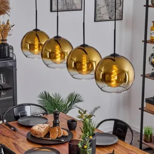 hofstein Suspension Verre 25 cm Koyoto Or, Clair, 4 lumières* Lampes En Verre