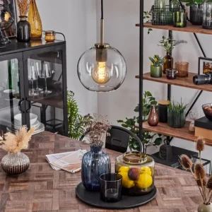 hofstein Suspension Verre 20 cm Koyoto Vieux laiton, 1 lumière* Lampes En Verre