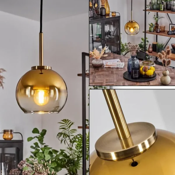 hofstein Suspension Verre 15 cm Koyoto Vieux laiton, 1 lumière* Lampes En Verre