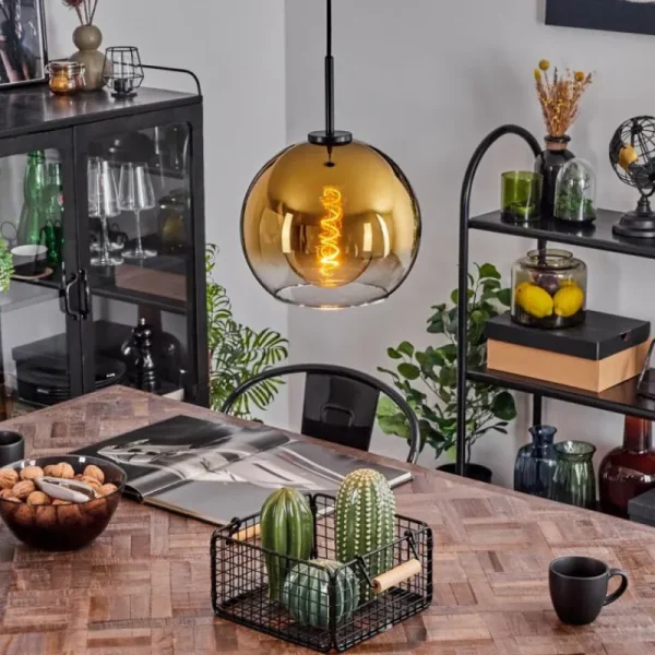 hofstein Suspension Verre 25 cm Koyoto Acier brossé, 1 lumière* Lampes En Verre